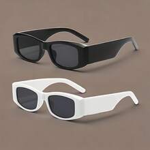 3 件/2 件时尚方形 MN 太阳镜，适合女性，朋克和嘻哈设计遮阳外出装，适合户外海滩海滨度假，适合送给家人和朋友的礼物 - 彩色 - 查看 2