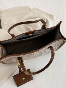 1 Set Large Capacity Graphic Print Tote Bag With Small Pouch - Grey - View 8