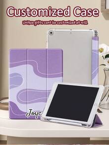 Dual Text Customized IPad Protective Case Compatible With IPad (A16) 11 Inch 11th Generation 2025, IPad 10th Generation, IPad Mini 4/5/6/7, IPad 10.9 Inch, IPad 9.7 Inch, Name Customized Tri-Fold Transparent Pen Slot Tablet Case Compatible With Samsung Tab A7 Lite 8.7 Inch, Compatible With Samsung Galaxy Tab A9 Plus 10.95 Inch, Built-In Pen Slot In The Shell, Supports Sleep Wake-Up