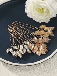 12pcs Bride Hair Accessories Vintage Gold Leaf Hair Pins Bridesmaid Headpiece For Wedding Hair Pins Bride And Bridesmaid Hairstyle Accessories ﻿ - Gold - View 5