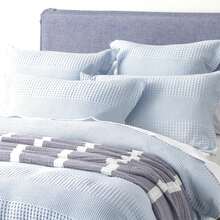 Sky Blue Waffle Cotton Jacquard Quilt Cover Set - Elegant Queen Bedding Collection By Renee Taylor