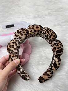 1pc Leopard Print Headband, Sponge Spa Headband, Soft Towel Fabric Hair Hoop For Washing Face, Skincare, Makeup Removal, Hairband Headband For Women ,Hair Accessories, Diadema