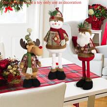 Juego de figuras de peluche - 1 pieza/3 piezas de Papá Noel, Muñeco de Nieve y Reno, con patas ajustables | Decoración festiva adorable para el hogar y fiestas, perfecta para familia, hotel o decoración de escaparate de tienda - Sin necesidad de energía, de vuelta a la escuela Día de San Valentín