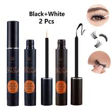2pcs Black & Transparent Eyelash Glue 6ml, Super Strong Hold Long-Lasting Lash Adhesive, Gentle & Non-Irritating For Sensitive Eyes, Suitable For Cluster & Strip False Eyelashes DIY - Black and White - View 13
