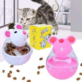 1pc Cat Toy - Mouse Head Tumbler Food Dispenser Ball, Pet Puzzle Feeder Toy
