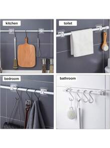 8 PEZZI/4 PEZZI/20 PEZZI/16 PEZZI/10 PEZZI/2 PEZZI Supporti per bastone tenda senza foratura, autoadesivi, ganci per bastone tenda regolabili senza chiodi, appenditendalini da bagno montati a parete, ganci adesivi resistenti per uso domestico, sala, camera da letto, cucina, bagno, hotel, arredamento durevole di alta qualità