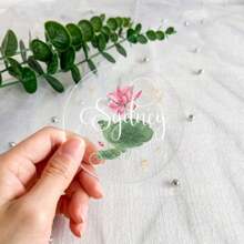1PC Customized Personalized Transparent Acrylic Pendant - Customized Name Circular Pendant With Flower Pattern, Suitable As A Newborn Gift, Best Friend Gift, Wedding Item, Room Decoration Or Commemorative Gift With Oriental Elements, Suitable For Women Or Girls