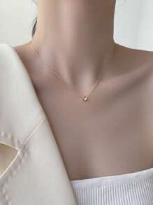 1 peça de colar de aço inoxidável leve com pingente de diamante luxuoso de 6 garras, design vintage europeu e americano, adequado para uso diário feminino, encontros, reuniões, presentes para esposa, mãe ou amigas