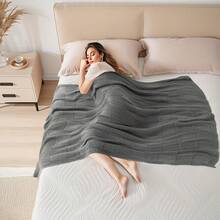 Knit Throw Blanket,Classical Checkered Blanket For Couch,Cozy Warm Knitted Throw Blanket For Bed Sofa Living Room, Decorative Stretched Throw, Lightweigh,50"X 60"Oatmeal - Grey - 查看 3
