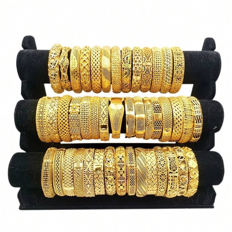 1pc Middle Eastern Style Luxury Bride Open Bangle Bracelet, Elegant Women Jewelry, Southeast Asia Accessories