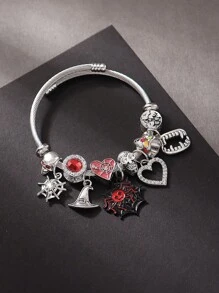Cross-Border Popular Personalized Design Halloween Bracelet, Funny Skeleton, Ghost, Spider Web, Heart, Pumpkin Pendant, Party Bracelet Bangle