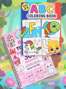 Libro para colorear ABC: Colorea talla grande de 100 animales, aves, vehículos, frutas, juguetes y alfabetos, Libro para colorear, páginas para colorear, vuelta al colegio, útiles escolares - Multicolor - Ver 2