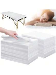 100 pièces Draps de lit jetables en tissu non tissé pour salon de beauté, massage, voyage, tatouage, hôtel. Taille : 80 x 180 cm. Couleurs : blanc/rose/bleu