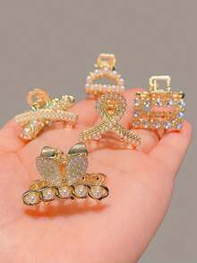 3-10 件女士金属和水钻发夹，优雅发夹，时尚配饰 - 彩色 - 查看 2