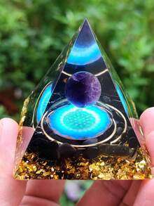 Kim tự tháp năng lượng Orgonite Reiki, quả cầu thạch anh tím tự nhiên, tinh thể chữa bệnh, dụng cụ luân xa, đồ trang trí, đá nhựa, đồ thủ công kim tự tháp trang trí nhà cửa, quà tặng, đồ trang trí để bàn bằng nhựa pha lê sáng tạo, thích hợp cho Giáng sinh, Halloween, Ngày của Cha. - Ngôi sao năm cánh màu xanh - Xem 10