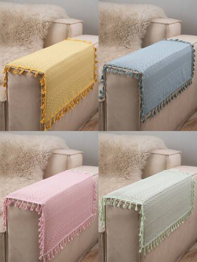 MeijiaMo 1pc Multicolor Lace Square Tablecloth, Bohemian Minimalist Style With Tassel Decor, Suitable For Cabinets, Bedside Tables, Small Tables, Sofas, Chairs, Tablecloth For Holidays, All Seasons (60*60cm/23.6*23.6inch, 90*90cm/35.4*35.4inch)