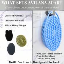 Avilana Silicone Body Scrubber – Gentle Shower Brush & Loofah Alternative – Silver-Infused Options – Fast-Drying, Hygienic,  Silicone Body Exfoliator For Sensitive Skin, Men & Women - S1-marmorerad - Visa 3