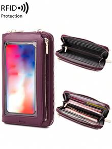 MIYIN Women's Minimalist Touch Screen Mobile Phone Bag With Wrist Strap & Adjustable Long Shoulder Strap, Multi Functional Double Zipper Shoulder Transparent Mini Small Bag Purse Mobile Phone Bag,Portable Hand Bag RFID Blocking Mobile Wallet Purse - Multicolor - View 15