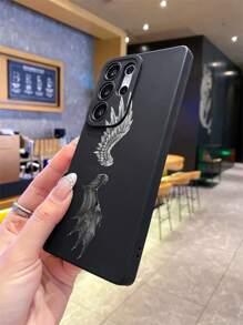 Nuevo estuche de teléfono suave de TPU negro a prueba de golpes, rasguños y huellas dactilares con textura de alas de ángel y diablo, que protege la lente de la cámara, compatible con Apple, Samsung, Xiaomi Redmi, OPPO, VIVO