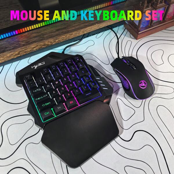 35 Key Membrane Keyboard, One Handed Keyboard+Mouse Combination Game Set, Quick Response, Plug And Play