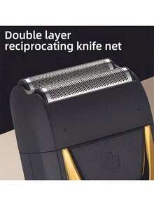 New Men's Double Blade Electric Shaver, Suitable For Shaving Head, Barber Use, Wireless Design, Professional Rechargeable Shaver/Trimmer, Super Close Shave - Gold - View 9