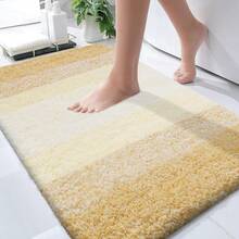 OLANLY Alfombras de Baño 30x20, Alfombras de Baño de Microfibra Extra Suaves y Absorbentes, Respaldo de Goma, Secado Rápido, Alfombras de Baño Lavables a Máquina para el Piso del Baño, Bañera y Ducha, Accesorios de Decoración para el Hogar, Gris - Amarillo claro - Ver 2