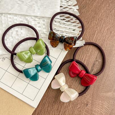 Acetate Bow All-Match Elastic Hair Ties, Simple & Versatile Hair Ties, Durable Scrunchies For Women, Hair Tie ,Hair Accessories