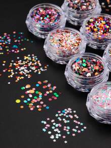 8Pcs Mini Heart Star Dot Cute Nail Art Sequins Macarons Color Mirror Effect Nail Glitter Nail Charm Y2K Summer Nails Chrome Nail Powder Nail Art Supplies Decoration Nail Charms Nail Gems