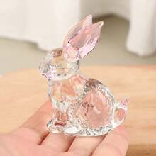 1PC Crystal Glass Rabbit Statue Mascot Animal Handmade Figurines Ornaments For Garden Home Living Room Office Table - Màu vàng - Xem 1
