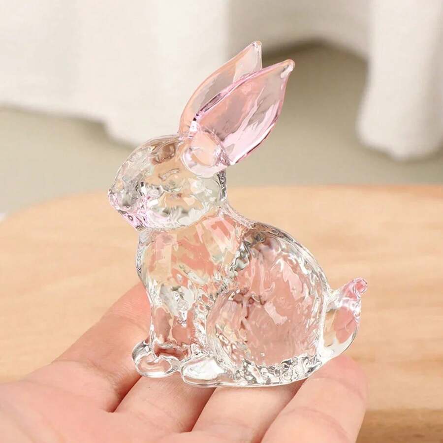 1PC Crystal Glass Rabbit Statue Mascot Animal Handmade Figurines Ornaments For Garden Home Living Room Office Table - Màu vàng - Xem 1