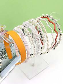 一套亚克力发圈展示架，发圈收纳架，旋转爪夹收纳架，透明展示架，发带盒 - 無色 - 查看 5