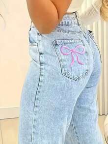 Jeans droits amples décontractés polyvalents avec poches pour femmes