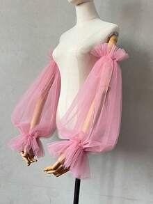 1pc Black Mesh Bubble Sleeve & 2pcs Elastic Bride Sleeve Covers Autumn Accessories