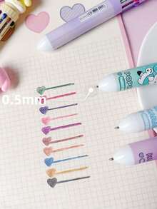 Sanrio 1/6支装 按压式十色圆珠笔 卡通可爱库洛米多色凝胶笔 旋律文具 可爱书写笔 返校学习用品（部分笔款随机发货）