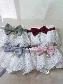 1 pieza Corbata de moño para gato, babero de collar para mascotas, bufanda de cuello tejida decorativa - Multicolor - Multicolor - Ver 18