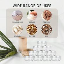 10 个亚克力透明圆形罐 - 化妆品、乳液、面霜、化妆品、珠子、眼影、水钻、样品、花盆、5g/5ml（透明盖） - 無色 - 查看 6