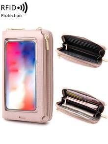 MIYIN Women's Minimalist Touch Screen Mobile Phone Bag With Wrist Strap & Adjustable Long Shoulder Strap, Multi Functional Double Zipper Shoulder Transparent Mini Small Bag Purse Mobile Phone Bag,Portable Hand Bag RFID Blocking Mobile Wallet Purse - Multicolor - View 13