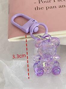 1 chiếc móc khóa hình gấu Acrylic Unisex, mặt dây chuyền hình gấu dễ thương, phụ kiện treo túi - Màu tím - Xem 2