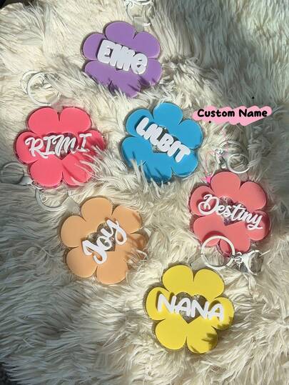 Daisy Custom Bag Charm, Backpack Tags, Girls Keychain, Tag, Acrylic Keychain, Groovy Letter Charm, Backpack Name Tag, Glitter Daisy Back To School Gifts