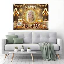 1 قطعة خلفية متخصصة للصور واسم بخلفية ذهبية "عيد ميلاد سعيد" ، بالون ذهبي ، لافتة كعكة ، صندوق هدايا معزز ، تصميم زهري لحفل عيد الميلاد وحفل استحمام العروس واكسسوارات الحفلات ، خلفية للتصوير الفوتوغرافي، لافتة قماش فينيل - متعدد الألوان - مشاهدة 8