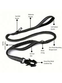 1 件，狗战术牵引绳，高强度牵引绳，4-6 英尺减震弹力牵引绳，配有 2 个软垫手柄，宠物腰带，适合中型到大型或超大型犬，适合日常遛狗，狗牵引绳，狗用具，黑色狗牵引绳。 - 彩色 - 查看 5