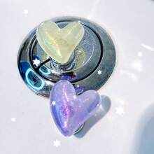 2pcs Heart-Shaped Flashing Flashing Toilet Flush Assist Button, Protecting Nail Art, Indoor And Car Decoration, Drawer And Wardrobe Handle, A More Comfortable Life And A More Exquisite Gift For Friends