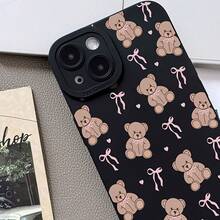 1 Cute Bowknot Heart Bear Pattern Black Matte Angel Eye Phone, TPU Material Shockproof Lightweight Protective Cover, Compatible With 16/11/13/15/15 Plus/15 Pro/15 Pro/12/14 Pro/XS/XR/11 Pro/11 Pro/12 Pro/12 Pro/13 Pro/13 Pro/14 Pro/14 Plus//8 Plus Matte Angel Eye - Black - Bowknot Bear LB - 規格 - 查看 6