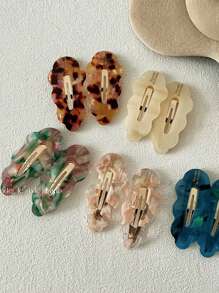2025 New Hot-Selling Acetate Small Leopard Print BB Clips - Elegant & Stylish Hair Accessories For Women's Forehead Baby Hairs & Bangs - Wave-Shaped Duck Bill Clips For Daily Hairstyling