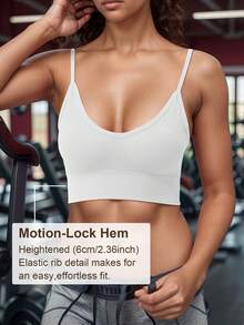 1 件经典罗纹高弹力瑜伽运动文胸，防震无缝健身背心，配有可调节肩带和透气露背设计