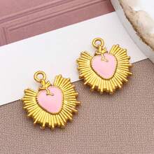 2 buc stil vintage din oțel inoxidabil emailat soare pandantiv inimă pandantiv placat cu aur de înaltă calitate pentru brățară DIY colier bijuterii confecționare accesorii artizanale 14x15mm