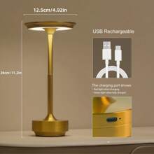 1 Piece, Modern Wireless LED Desk Lamp, Bar Decoration Atmosphere Light, With Touch Control, Stepless Dimming And 3 Color Temperatures - Rechargeable 1200mAh USB Power Supply, Eye Protection Design, Polished Metal Surface, Suitable For Living Room, Bedroom, Outdoor Use, Rechargeable Desk Lamp (Gold, Black, Silver), Emergency Lighting For Power Outages