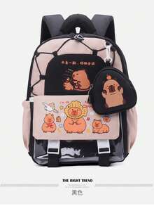 New School Backpack Lady Student Backpack Backpack School Backpack Teenager School Backpack Preschool Backpack Lady School Backpack Lady School Backpack Multifunctional Backpack Cute Men's And Women's Light School Bag Large Capacity Capybara Print Back-To-School Pink Backpack Cute Pink Princess Backpack For Girls Boys Surprise Gift Happy Gift School Bag - Multicolor - View 10