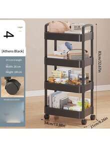 1pc Rolling Utility Cart With Handle, Multi-Functional Rolling Cart With Wheels For Office, Home, Kitchen, Garden, 3/4/5 Tier Rolling Cart - Multicolor - View 12