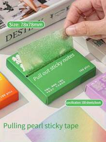 100 张渐变仿珍珠光泽拉环便签，方便学生、考试和标记的记事本，适用于学校用品、返校 - 均碼 - 查看 4